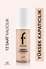 Flormar Perfect Coverage Yoğun Kapatıcı Su Bazlı Fondöten(PEMBE ALT TON) -105 Porcelain Ivory -8682536058223