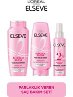 Elseve Glycolic Gloss Parlaklık Veren Saç Bakım Rutini Seti: Şampuan, Saç Kremi, Bakım Spreyi