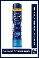 Nivea MEN Fresh Active Erkek Sprey Deodorant 200ml, Antiperspirant, Avantajlı boy