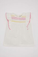 DeFacto Kız Bebek Bisiklet Yaka Vual Kısa Kollu Gömlek C5188A524SMER105