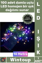 #Led Dekoratif Yılbaşı Animasyonlu Çok Renkli 10 Metre Damla Uçlu Şık RGB Işık Siyah Kablo 100 Led