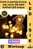 #Led Noel Ağacı Süsleme Dekor Aydınlatma 5 Metre Şık Kırmızı Işık Şeffaf Kablo Fişli Eklemeli 28 Led