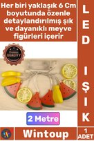 #Led Gün Işığı Dekoratif Pilli Şık Estetik Modlu 2 Fonksiyonlu Meyve Tasarımlı 2 Metre 10 Led Işık