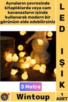 #Led Dekoratif Aydınlatma Şerit Işık Süsleme 3 Metre Şık Beyaz Top Gün Işığı Pilli 2 Kademeli 20 Led
