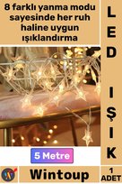 #Led 8 Fonksiyonlu Dekoratif Fişli Uzatma Cafe Süs Sıcak Işık Şerit Yıldız Gün Işığı 5 Metre 28 Led
