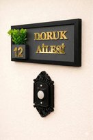 Kişiye Özel Ahşap Kapı İsimliği Çiçekli Gold – 10x20 cm MDF Dekoratif Kapı Tabelası