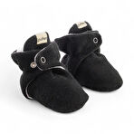 pufien Organik Pamuk Astarlı, Bebek İlk Adım Ayakkabısı, Kaydırmaz Taban, Bebek Pandufu, Siyah Patik