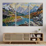 Kafkas Dağları Manzaralı Yağlıboya Görünüm Dekoratif Kanvas Duvar Tablosu-3603