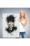 Mustafa Kemal Atatürk'ün Suluboya Görünümlü Portresi Dekoratif Kanvas Tablo-da-78