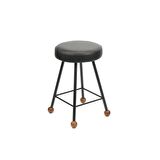 Tabure Ahşap Deri Döşemeli Metal Ayaklı – 47cm
