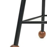 Tabure Ahşap Deri Döşemeli Metal Ayaklı – 47cm