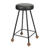 Bar Taburesi Ahşap Deri Döşemeli Metal Ayaklı – 65cm