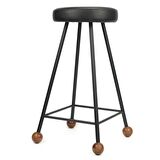 Bar Taburesi Ahşap Deri Döşemeli Metal Ayaklı – 65cm