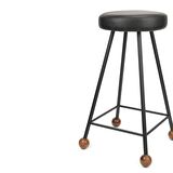 Bar Taburesi Ahşap Deri Döşemeli Metal Ayaklı – 65cm
