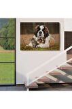 St. Bernard  Köpek Ve Yavru Kediler Dekoratif Kanvas Tablo 1124