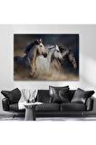 Koşan Atlar Dekoratif Kanvas Tablo -1129