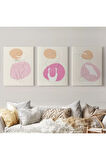 3’lü Tablo Zarif Kadınlar Çizgi Sanat Tarzında Dekoratif Tablo Seti-ar-17