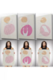 3’lü Tablo Zarif Kadınlar Çizgi Sanat Tarzında Dekoratif Tablo Seti-ar-17