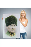 Atatürk Portre Tablosu Mustafa Kemal Atatürk Dikdörtgen Dekoratif Kanvas Tablo-cf-56