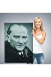 Atatürk Portre Tablosu Mustafa Kemal Atatürk Dikdörtgen Dekoratif Kanvas Tablo-cg-57