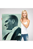 Atatürk Portre Tablosu Mustafa Kemal Atatürk Dikdörtgen Dekoratif Kanvas Tablo-cn-63