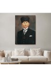 Atatürk Portre Tablosu Mustafa Kemal Atatürk Dikdörtgen Dekoratif Kanvas Tablo-cö-65