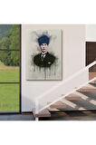 Atatürk Portre Tablosu Mustafa Kemal Atatürk Dikdörtgen Dekoratif Kanvas Tablo-cz-77