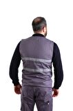 ESER - V Yaka Gabardin Yelek - İş Yeleği - Gri