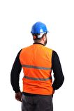 ESER - V Yaka Fosforlu Harman Kumaş Yelek - Turuncu