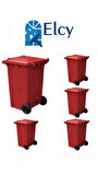 ELCY 240 LT Kırmızı Çöp Konteyneri Isıya Karşı Dayanıklı 5 ADET