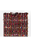 142x253 cm Renkli Ponponlu Kilim, Eski Dekoratif Halı