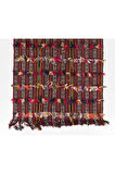 142x253 cm Renkli Ponponlu Kilim, Eski Dekoratif Halı