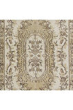 120x215 cm Nötr Renklerde Eski Fransız Aubusson Desenli El Düğümlü Halı, El Dokuma Yünlü Halı