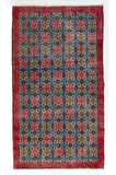 118x209 cm Kırmızı ve Mavi Eski El Düğümlü Çiçekli Halı