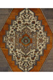 163x260 cm Benzersiz Eski El Yapımı Anadolu Taşpınar Halısı, %100 Yün. Yumuşak Renklerde