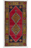 120x234 cm Eski Anadolu Köy Halısı. Geleneksel Yün Halı, El Dokuması Halı