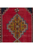 120x234 cm Eski Anadolu Köy Halısı. Geleneksel Yün Halı, El Dokuması Halı