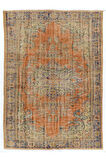 195x273 cm Eşsiz El Yapımı Eski Türk Uşak Yün Halısı, Misafir Odası Halısı