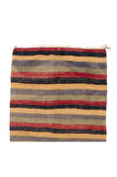 124x360 cm Sarı, Siyah, Kırmızı, Mavi ve Gri Eski Düz Dokuma Kilim Yolluk, Çizgili Halı