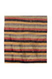 124x360 cm Sarı, Siyah, Kırmızı, Mavi ve Gri Eski Düz Dokuma Kilim Yolluk, Çizgili Halı