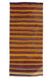 174x384 cm El Dokuma Eski Kilim, Düz Dokuma Çizgi Desenli Çok Renkli Kilim, %100 Yün