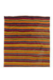 174x384 cm El Dokuma Eski Kilim, Düz Dokuma Çizgi Desenli Çok Renkli Kilim, %100 Yün