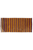 174x384 cm El Dokuma Eski Kilim, Düz Dokuma Çizgi Desenli Çok Renkli Kilim, %100 Yün