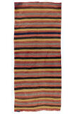 153x337 cm El Dokuması Eski Çizgi Desenli Türk Kilimi, Düz Dokuma Kilim Halı. %100 Yün