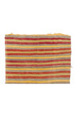 123x280 cm Sarı, Kırmızı ve Gri Çizgili Çizgili Eski El Dokuması Kilim Yolluk, %100 Yün Halı