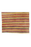 123x280 cm Sarı, Kırmızı ve Gri Çizgili Çizgili Eski El Dokuması Kilim Yolluk, %100 Yün Halı