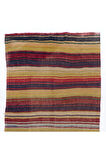158x315 cm Çizgi Desenli El Dokuması Eski Yolluk Kilim, Düz Dokuma Koridor Kilimi