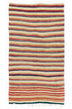 153x255 cm El Dokuması Eski Çizgi Desenli Türk Kilimi, Düz Dokuma Kilim Halı. %100 Yün