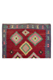168x233 cm Çok Renkli Düz Dokuma Eski Yün Kilim