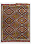 182x240 cm Çok Renkli Geometrik Desenli Eski Dekoratif El Dokuması Cicim Kilim